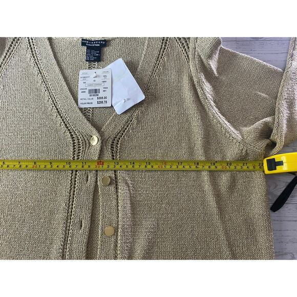 Doncaster Collection Women’s Gold Silk Blend Button Cardigan Sweater NWT Size 1W - Picture 3 of 7